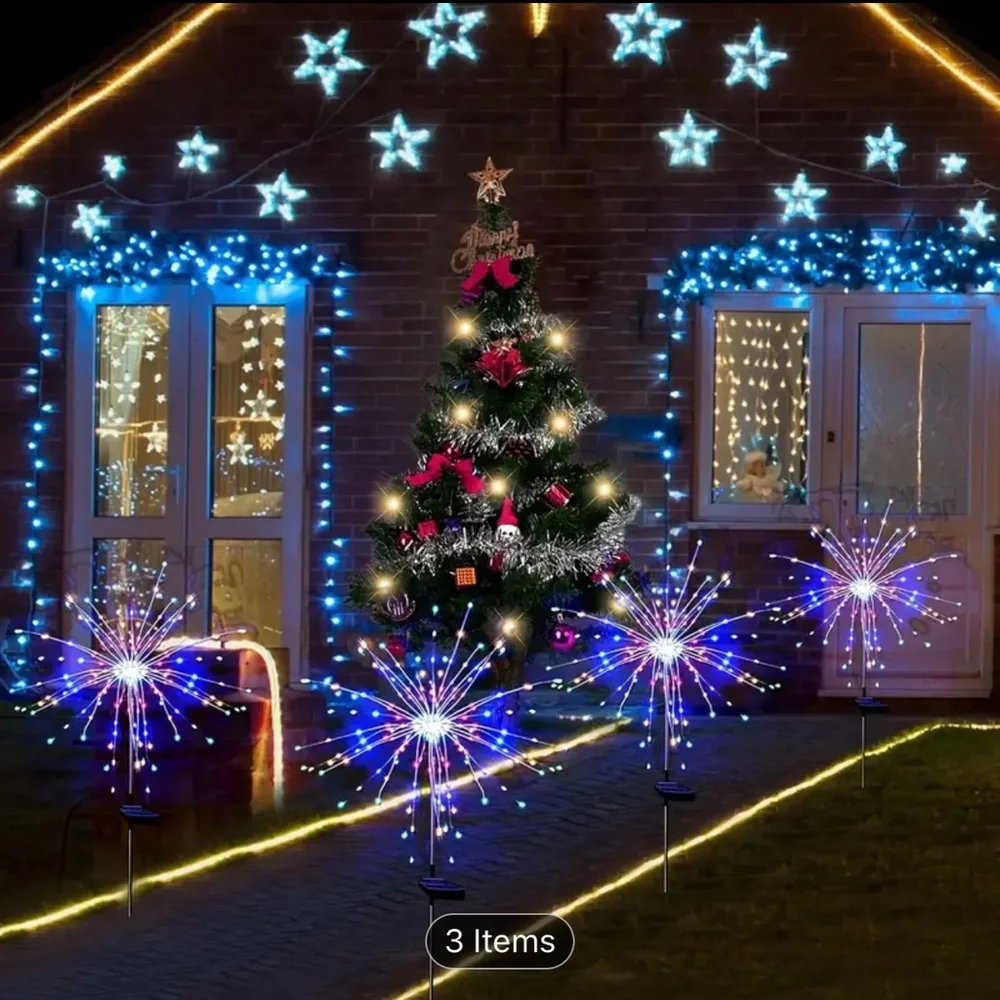 2 Pack Vibrant Solar Garden Firework Lights